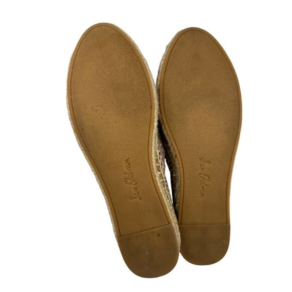 Sam Edelman 7M Kesia Leather Espadrille Loafer Snakeskin Pink Beige Slip On EUC - Picture 8 of 11